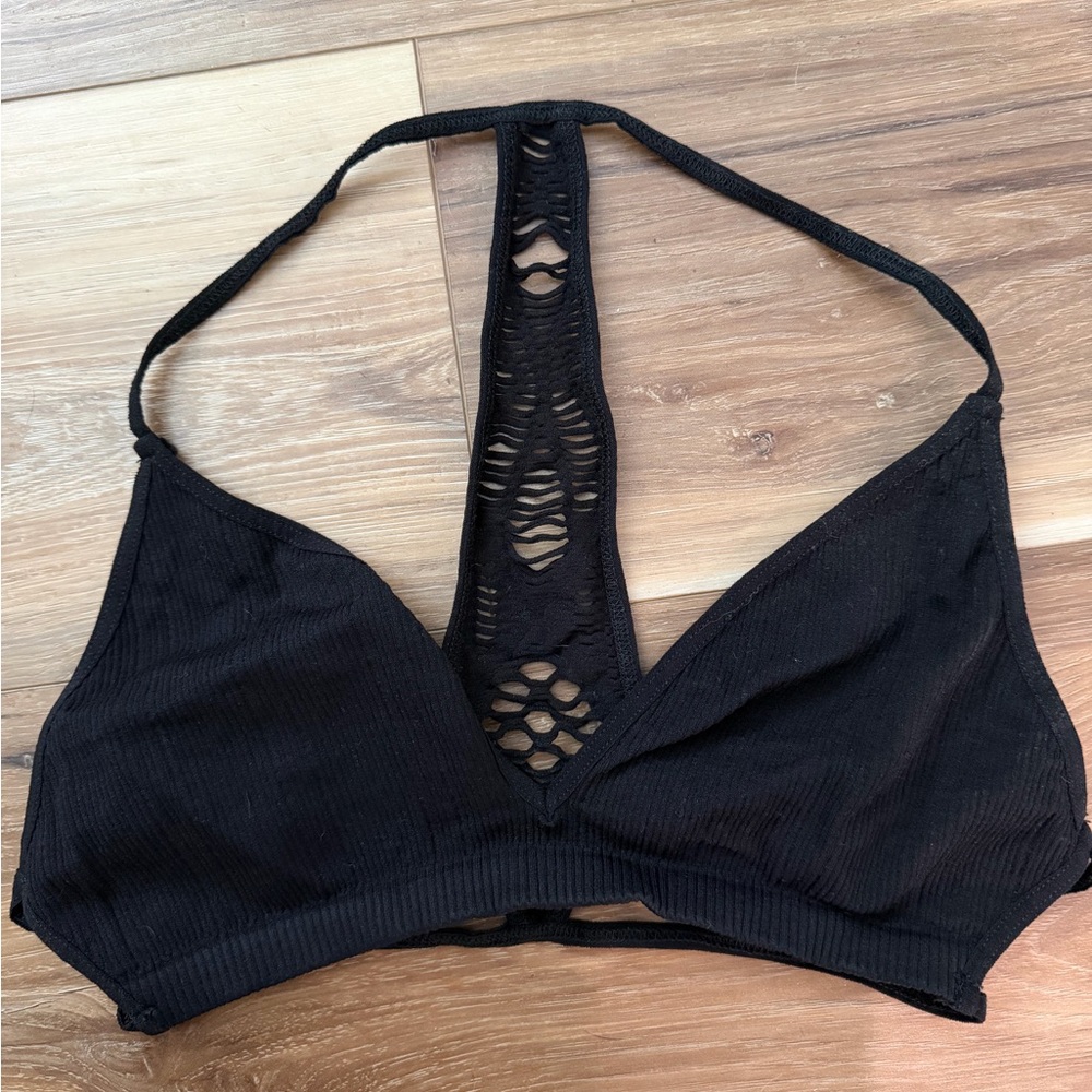 Intimately Free People Ribbed Black Racerback Bralette